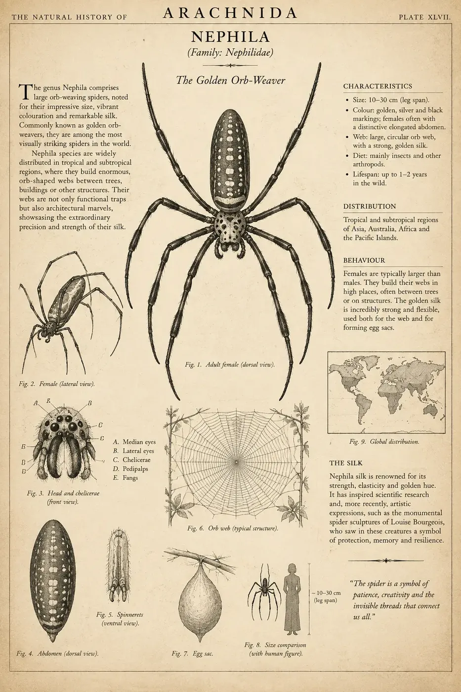 Carl Wilhelm Hahn, Die Arachniden: Getreu nach der Natur abgebildet und beschrieben, vol. 1, lámina I, 1831. [Ilustración zoológica]. Dominio público.